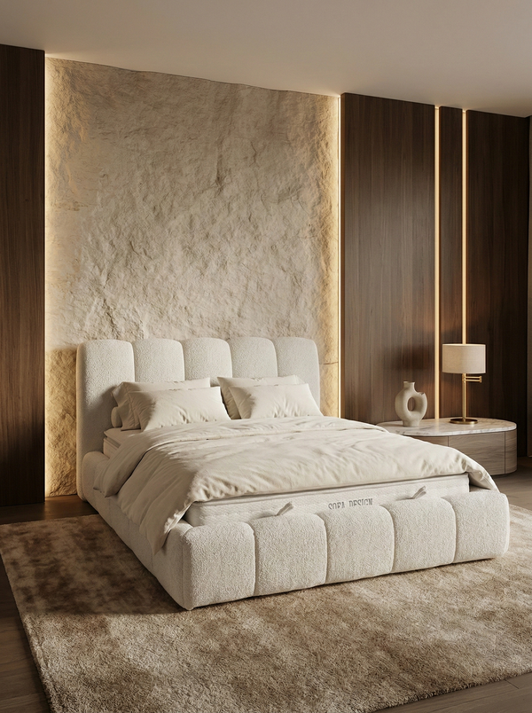 Lit Coffre-VALERIA Style Bubble- Matelas Surmatelas