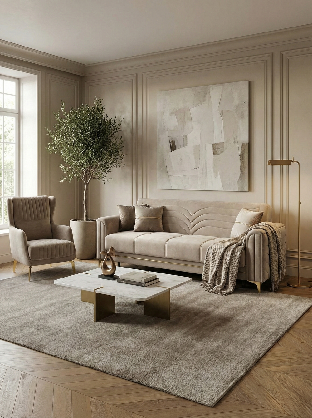Ensemble MONTERO 3+3+1 Taupe ou Beige