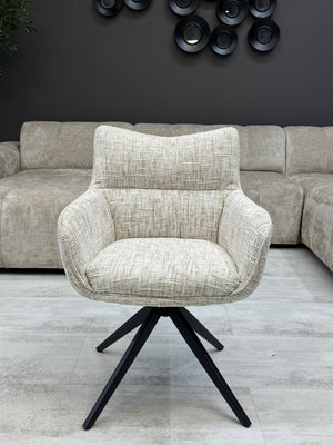 Lot de 2 fauteuils pivotants design beige – Pieds noirs croisés
