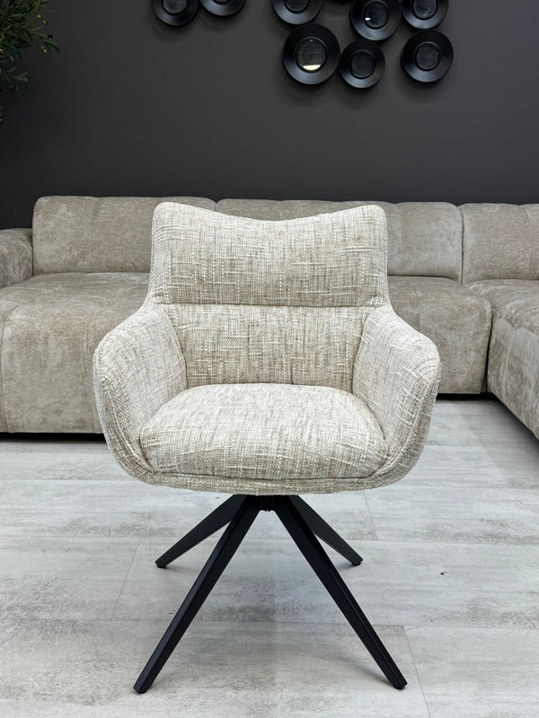 Lot de 2 fauteuils pivotants design beige – Pieds noirs croisés