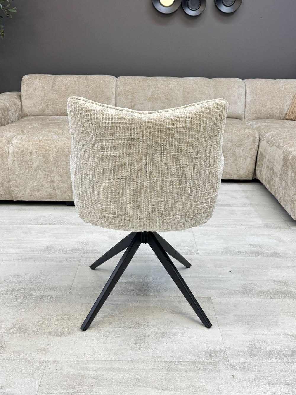 Lot de 2 fauteuils pivotants design beige – Pieds noirs croisés