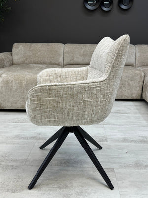 Lot de 2 fauteuils pivotants design beige – Pieds noirs croisés