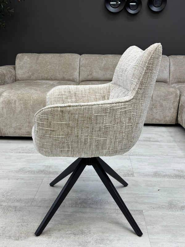 Lot de 2 fauteuils pivotants design beige – Pieds noirs croisés