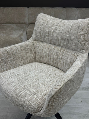 Lot de 2 fauteuils pivotants design beige – Pieds noirs croisés